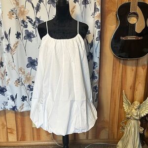 Bubble spaghetti strap white dress
